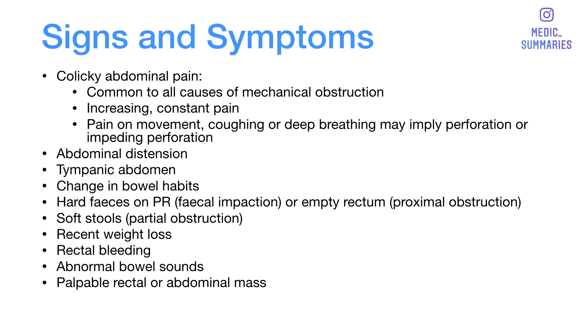 Abdominal - Medic Summaries